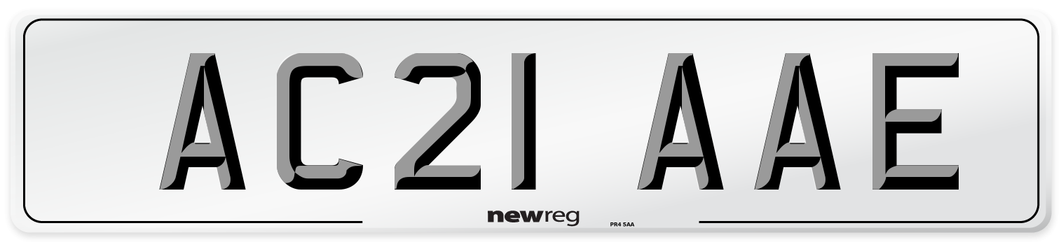 AC21 AAE Number Plate from New Reg